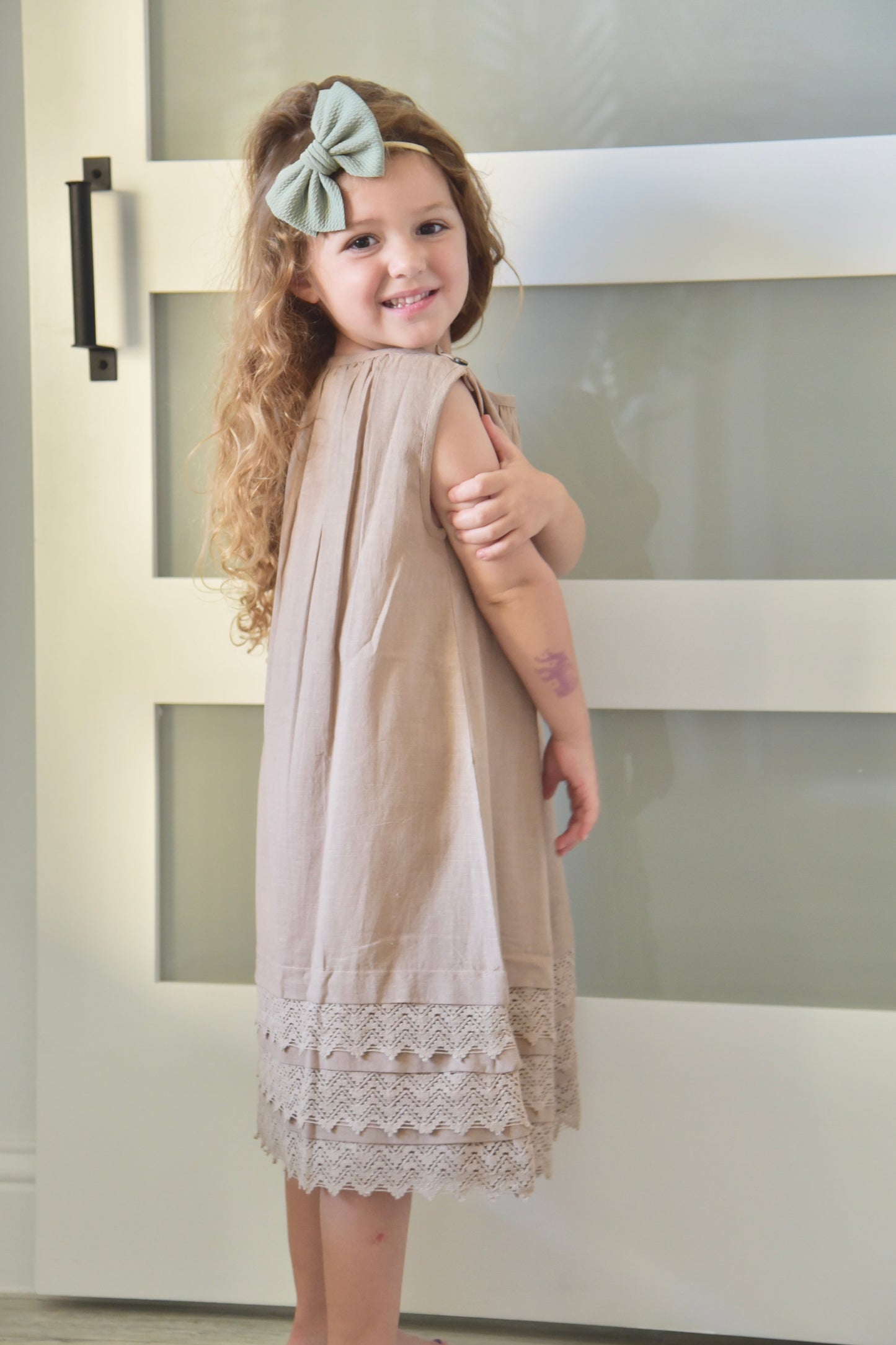 Copper Brown Shift Dress With Lace Detail Dress Yo Baby Wholesale
