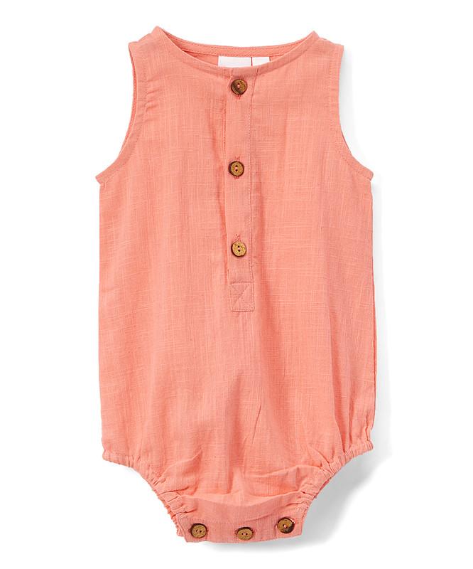 Coral Infant Sleeveless Romper - Unisex romper Yo Baby Wholesale