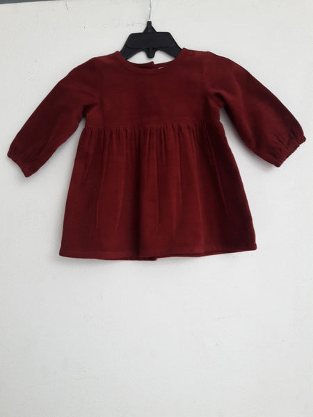Corduroy Empire Waist Dress - Maroon Dress Yo Baby Wholesale 