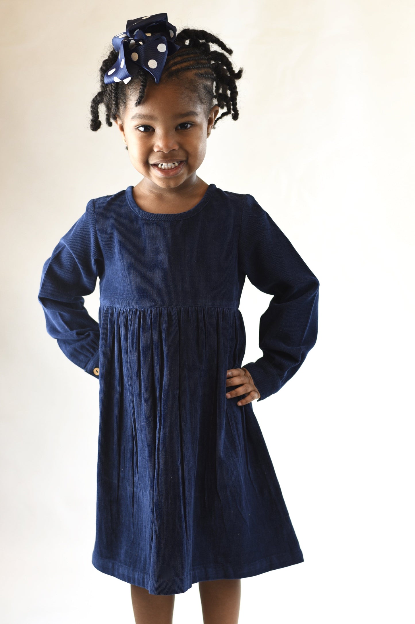 Corduroy Empire Waist Dress - Navy Dress Yo Baby Wholesale