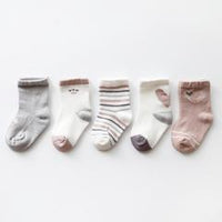Cotton Socks - Set of 5 Pairs Yo Baby Wholesale 0-2 Years Pink & Beige Set 