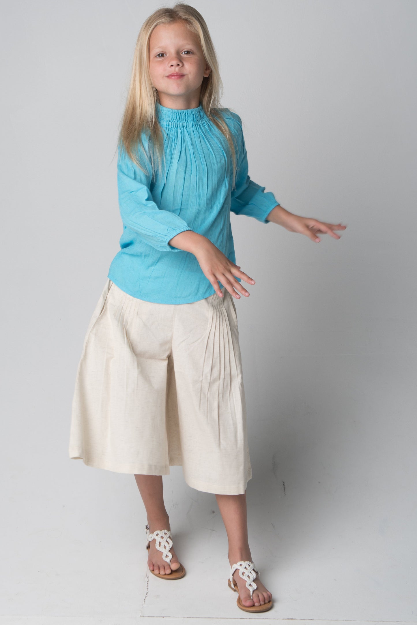 Cropped Pleated Pants and Smocked Top Two Piece Set Dress Yo Baby Wholesale