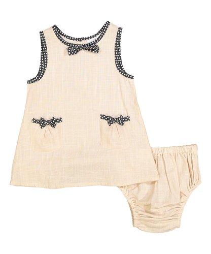 Delicate Pink Shift Infant Dress With Polka Dot Piping Dress Yo Baby Wholesale