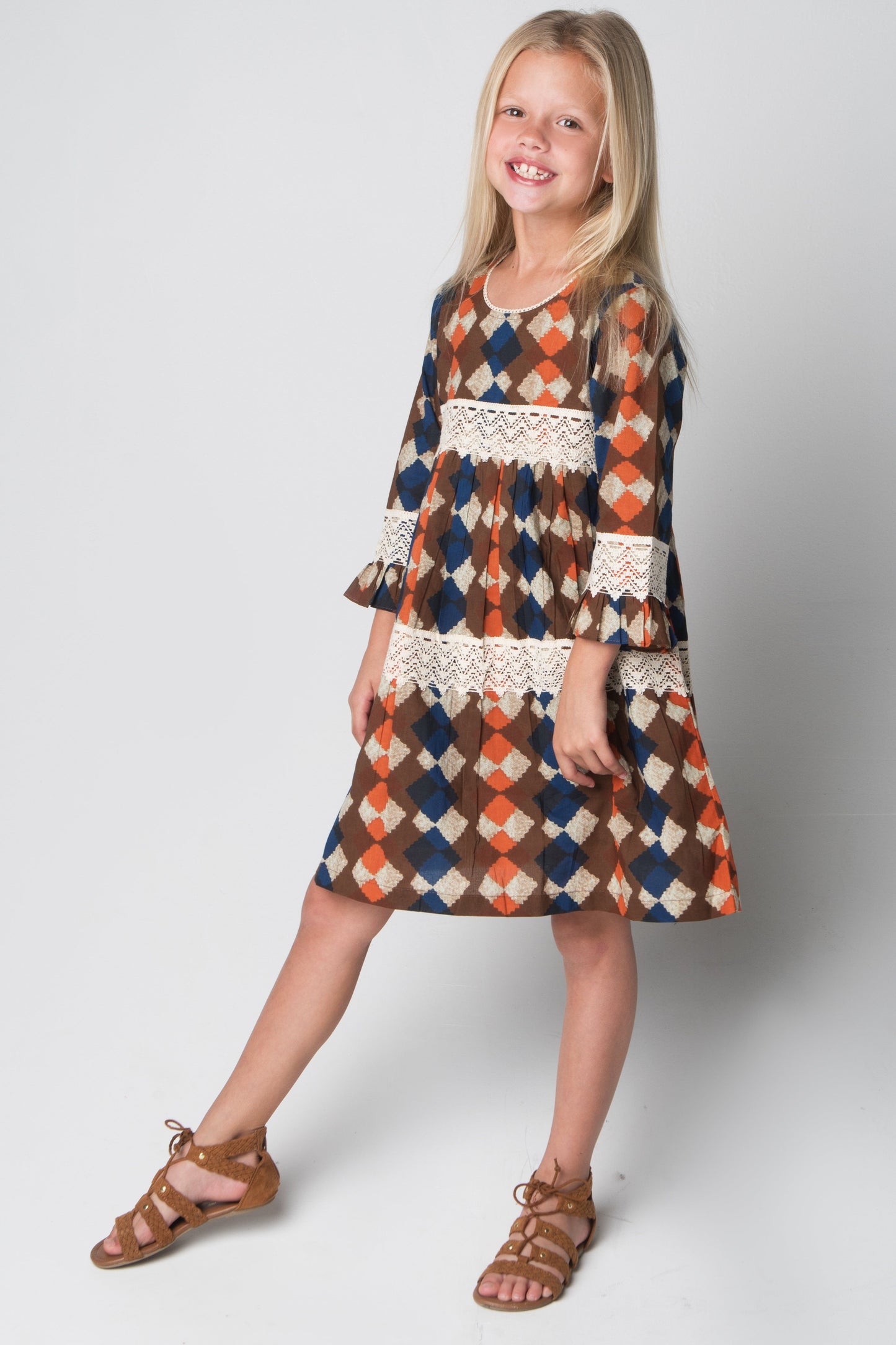 Diamond Pattern Laced Shift Dress Dress Yo Baby Wholesale