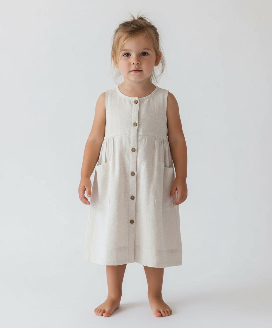 Ecru Shift Dress With Pocket Detail Dress Yo Baby India