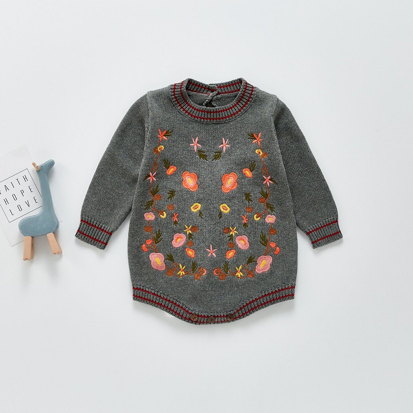 Embroidered Knitted Sweater Dress Yo Baby India