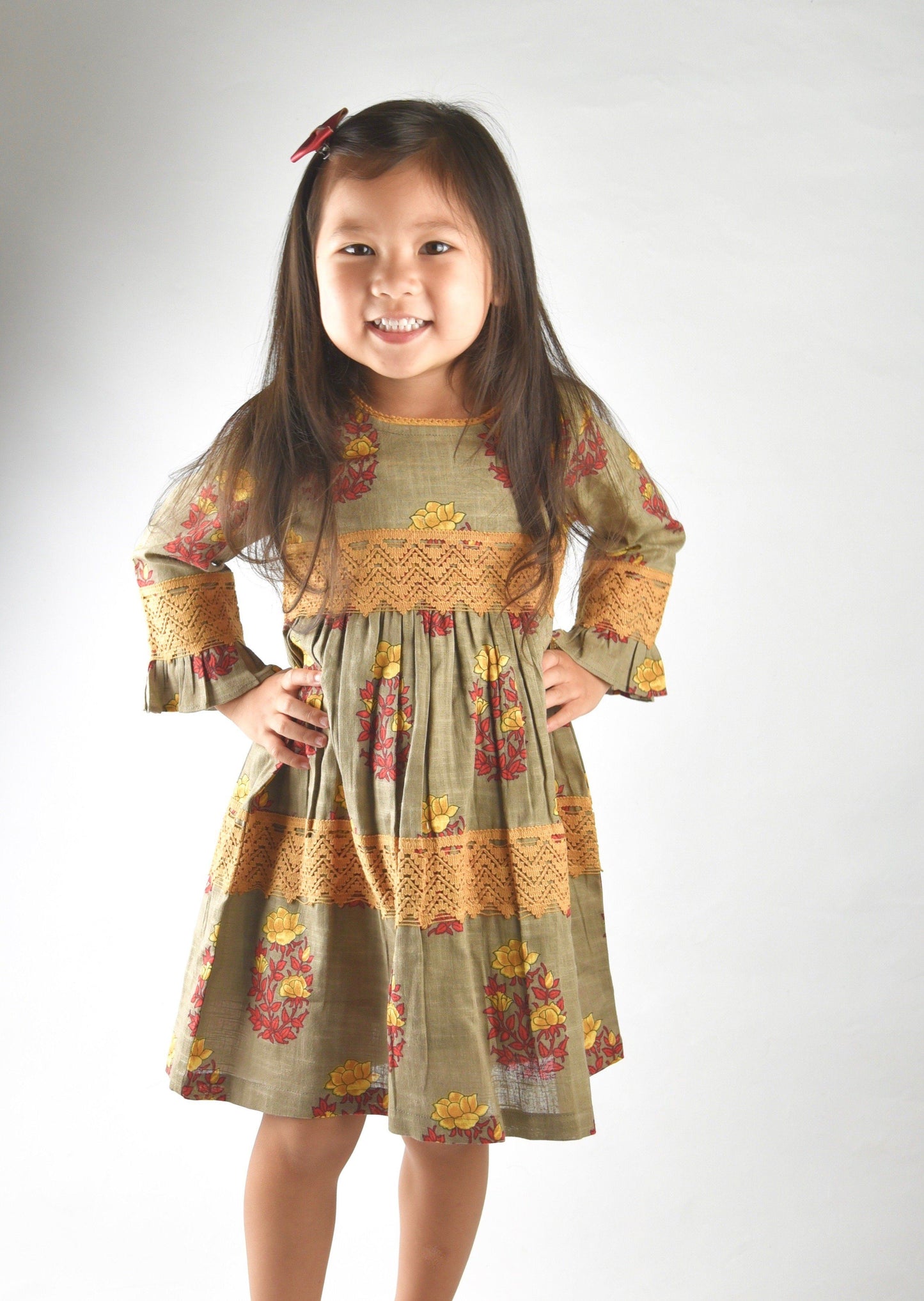 Floral Cement Lace Detail Dress Dress Yo Baby Wholesale