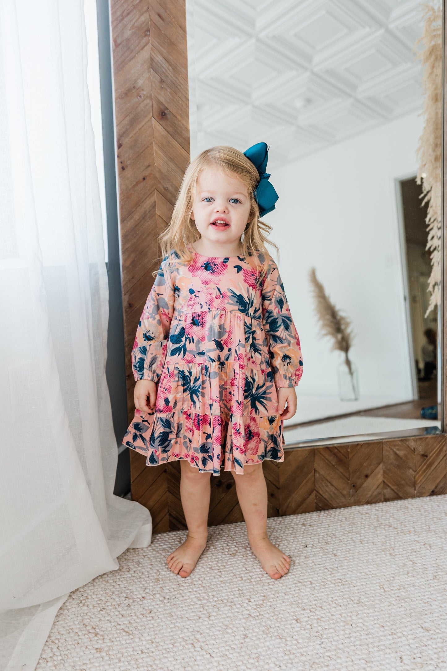 Floral Printed Long Sleeve Dress & Diaper Cover Set dress & diaper cover Yo Baby India