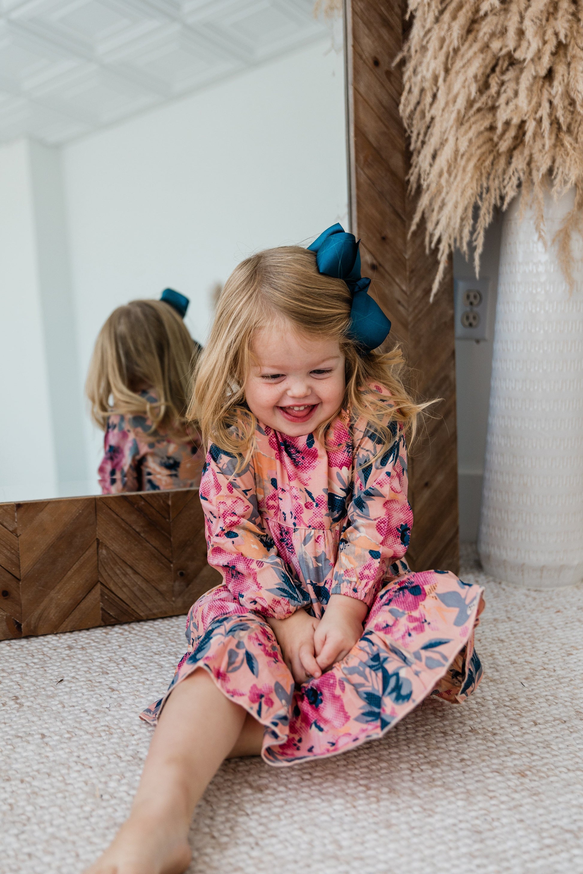 Floral Printed Long Sleeve Dress & Diaper Cover Set dress & diaper cover Yo Baby India