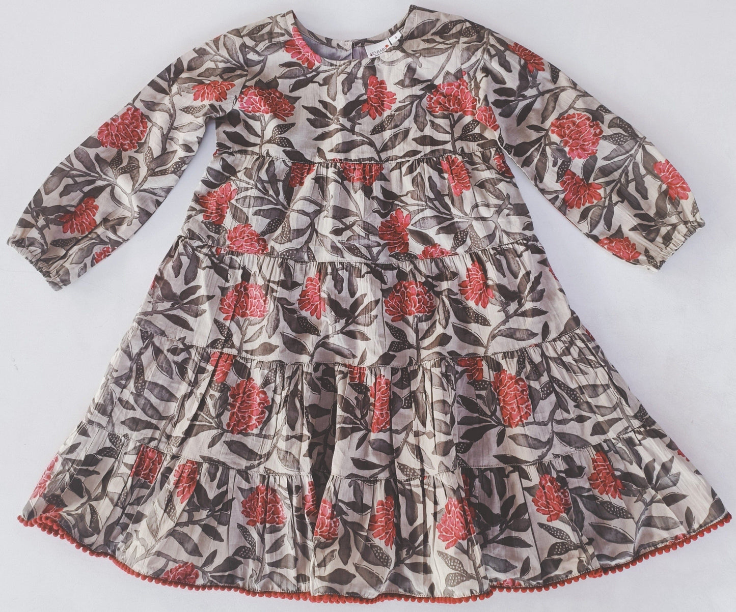 Floral Tiered Long Sleeve Dress With Lace Detail Dress Yo Baby India