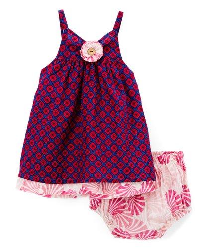 Fuchsia and Navy Geometric Print Printed Slip Dress Dress Yo Baby Wholesale