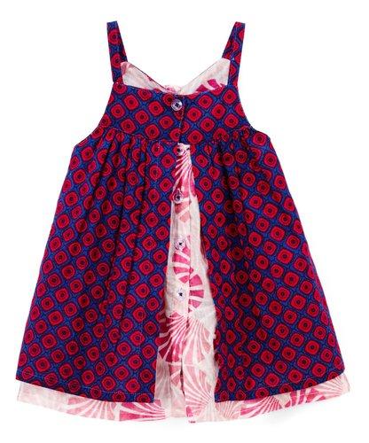Fuchsia and Navy Geometric Print Printed Slip Dress Dress Yo Baby Wholesale
