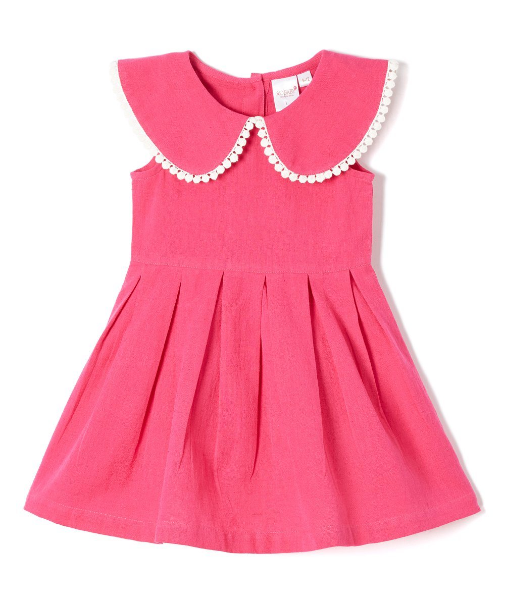 Fuchsia Big Peter-Pan Collar Infant Dress Dress Yo Baby Wholesale