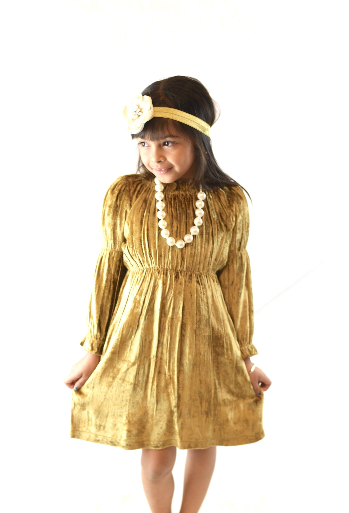 Gold Velvet Shimmer Dress Dress Yo Baby Wholesale