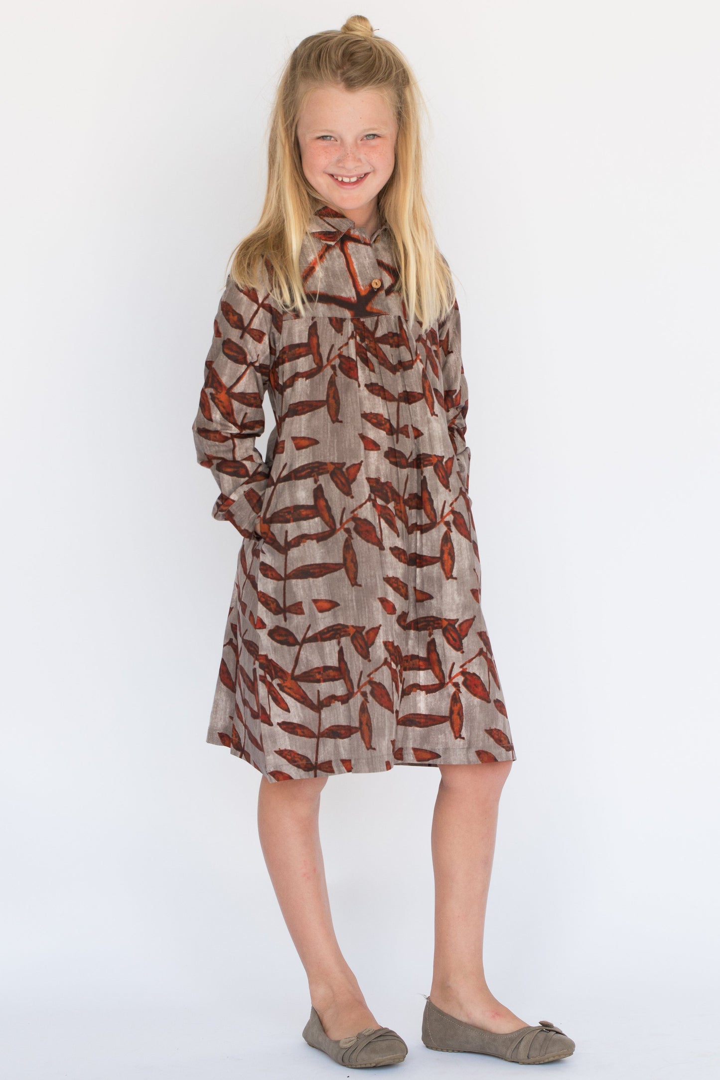 Grey Autumn Leaves Dress Dress Yo Baby Wholesale