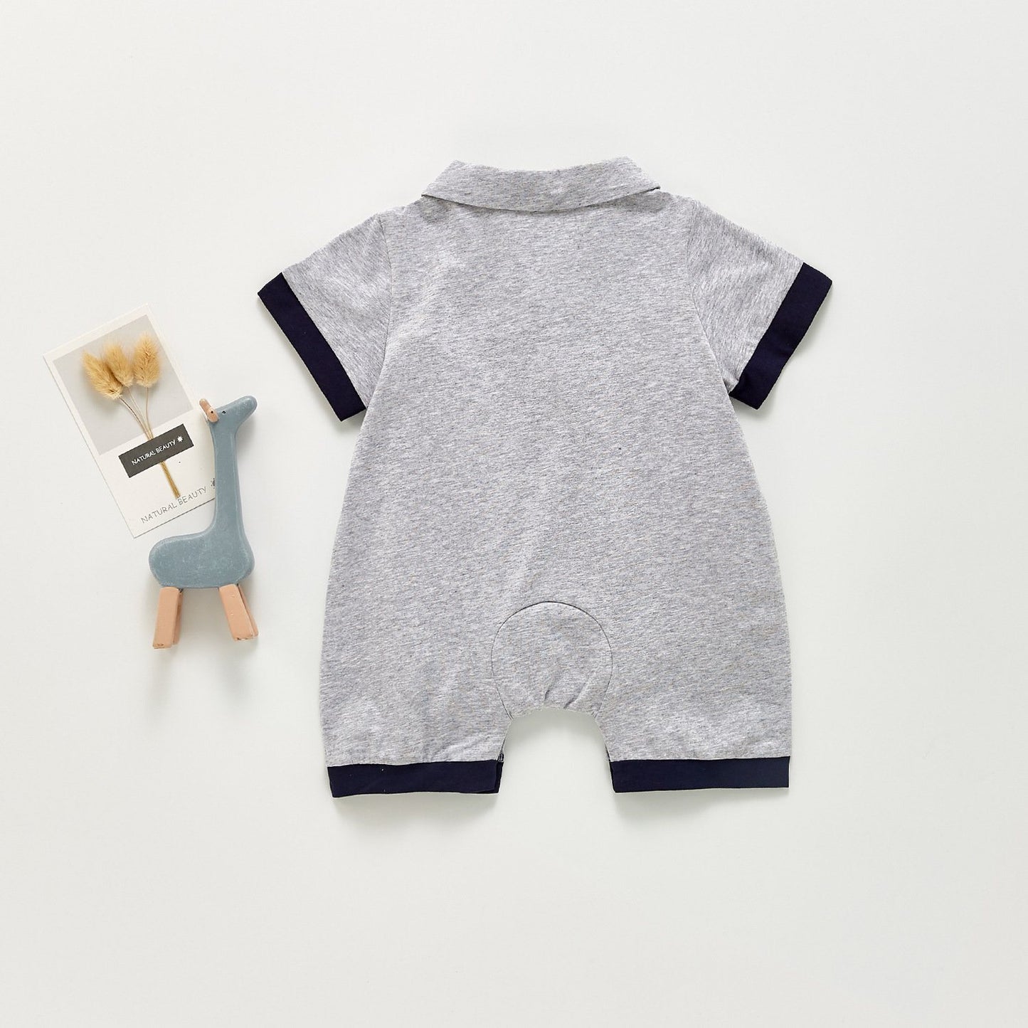 Grey & Black Bow-Tie Collared T-Shirt Romper - Boys Dress Yo Baby Wholesale