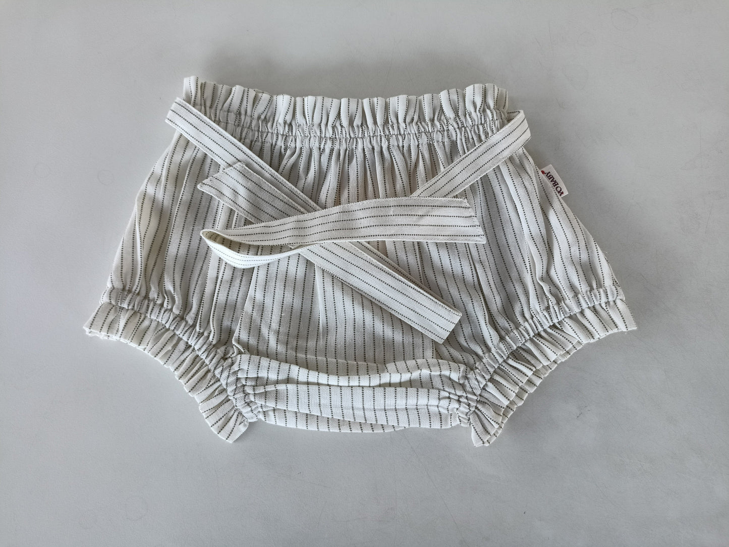 Grey Dot Striped Shorts-Style Diaper Cover With Belt Yo Baby India