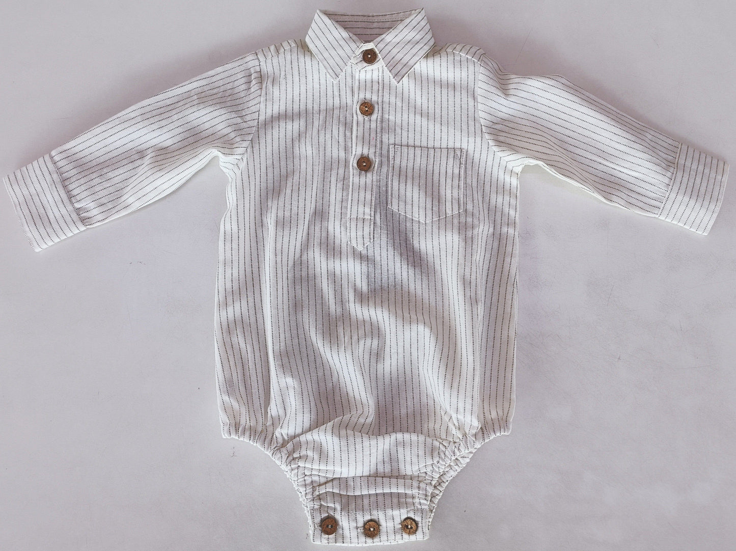 Grey Dot Stripes Print Long Sleeve Baby Romper romper Yo Baby India