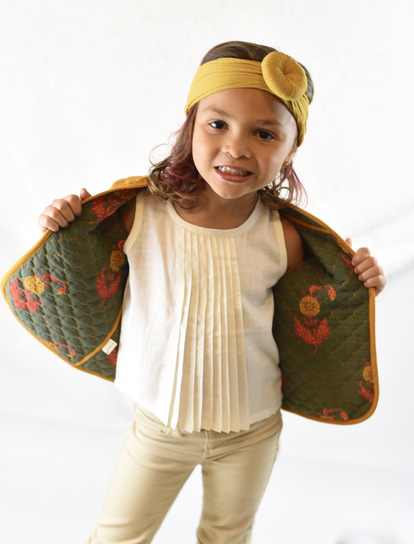 Grey Floral & Mustard Reversible Jacket Dress Yo Baby Wholesale
