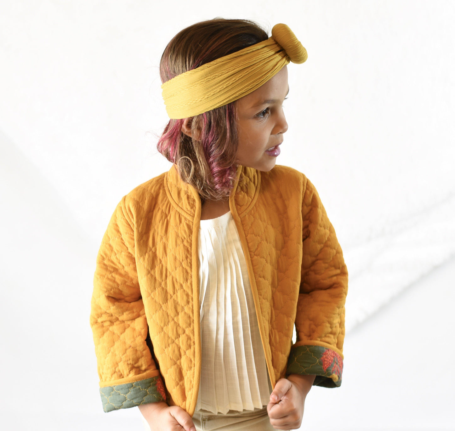 Grey Floral & Mustard Reversible Jacket Dress Yo Baby Wholesale