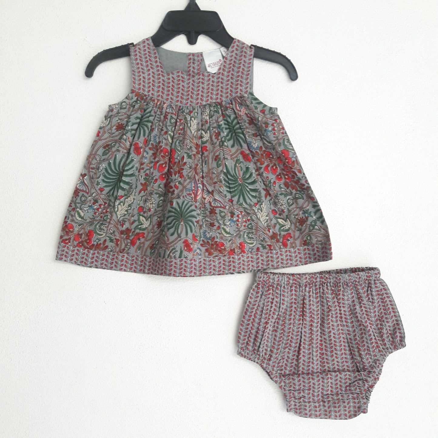 Grey Forest Print Sweetheart Dress With Matching Diaper Cover Dress Yo Baby Wholesale