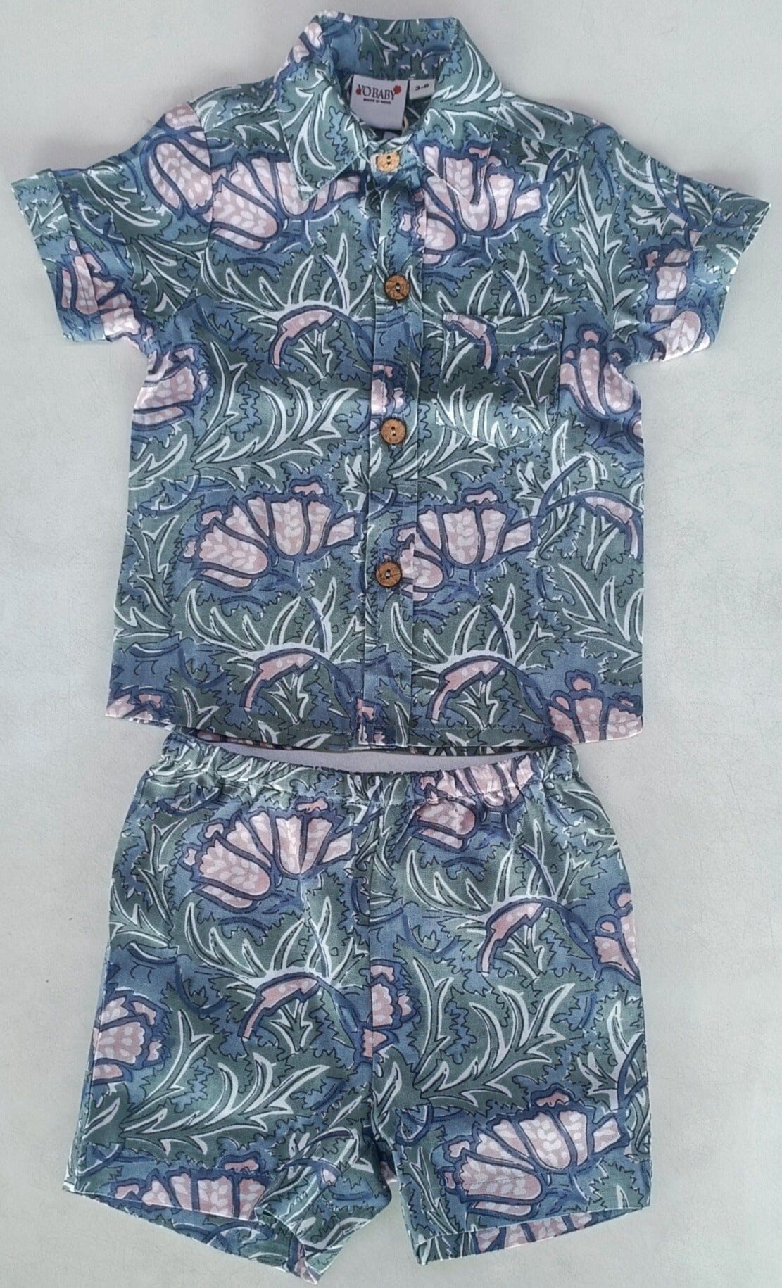 Grey Printed Boys Shirt & Shorts Set Shirt-Shorts Yo Baby India