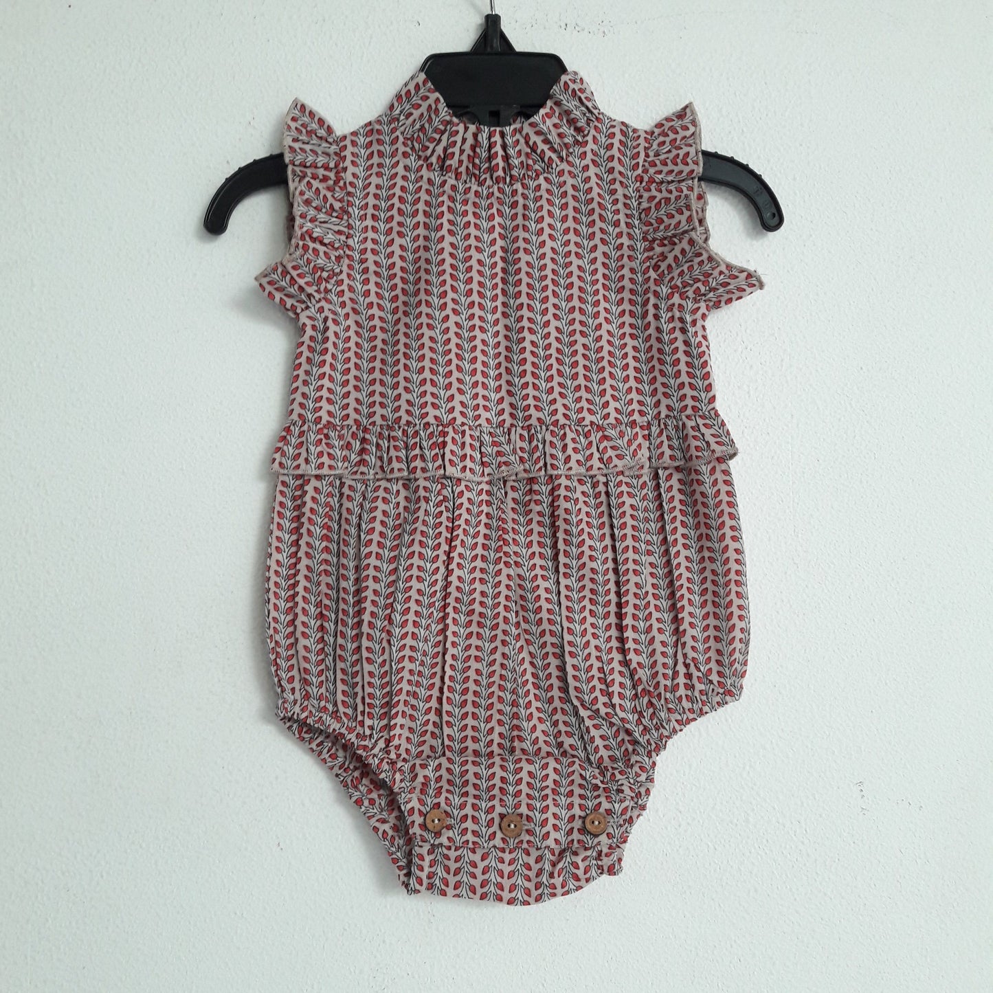 Grey Ruffle Sleeveless Micro Floral Romper Dress Yo Baby Wholesale