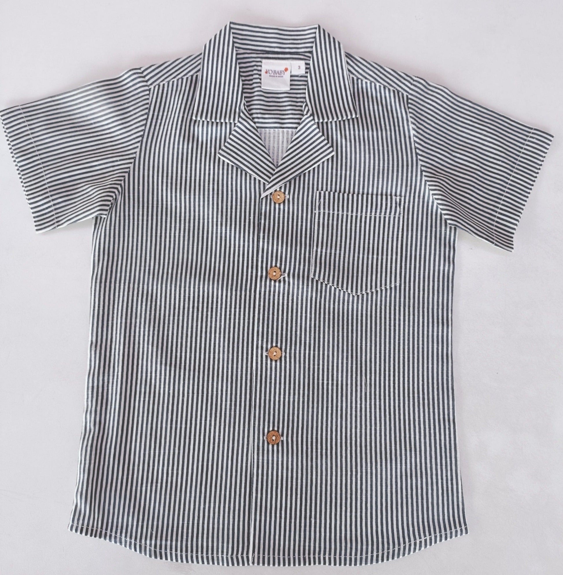 Grey Stripes Print Half-Sleeves Boys Shirts Shirt Yo Baby India