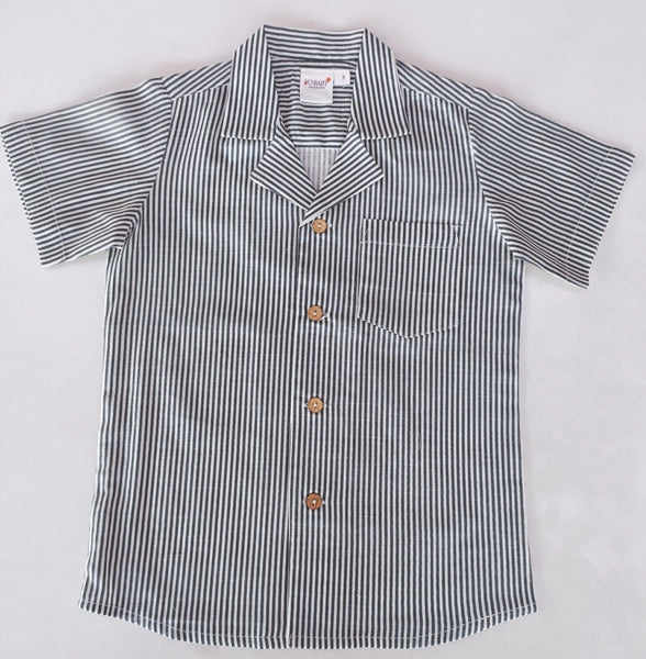 Grey Stripes Print Half-Sleeves Boys Shirts Shirt Yo Baby India 