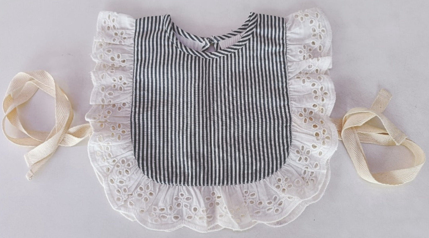Grey Stripes Print Ruffle Bib infant bib Yo Baby India