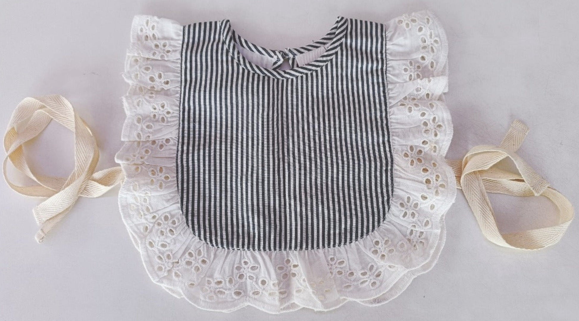 Grey Stripes Print Ruffle Bib infant bib Yo Baby India