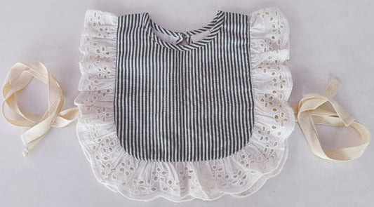 Grey Stripes Print Ruffle Bib infant bib Yo Baby India
