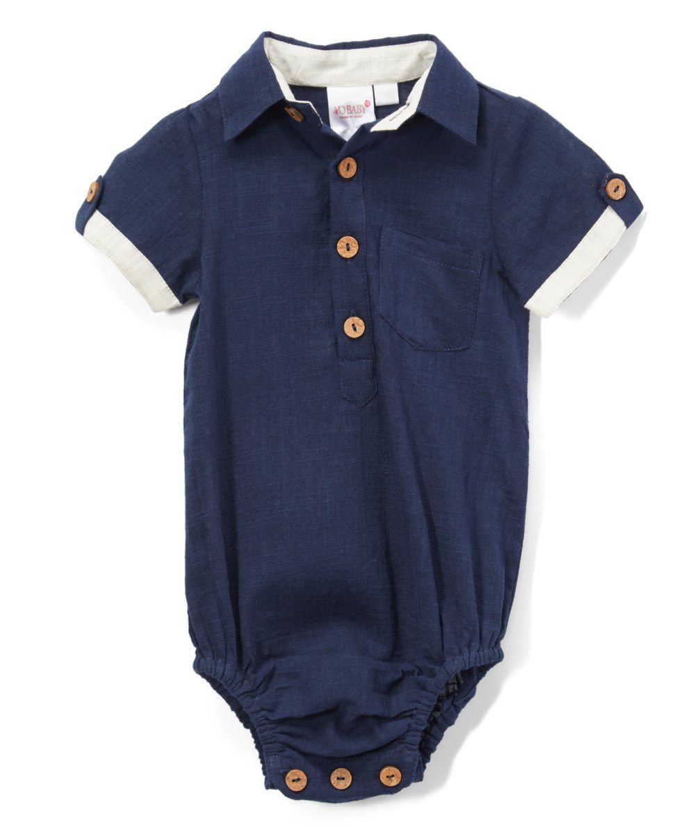 Infant Half-Sleeve Shirt Romper - Navy diaper covers Yo Baby Wholesale