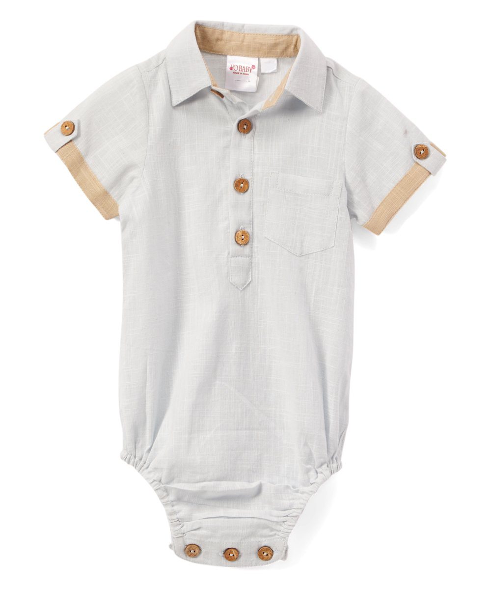 Infant Half-Sleeve Shirt Romper - Powder Blue diaper covers Yo Baby Wholesale
