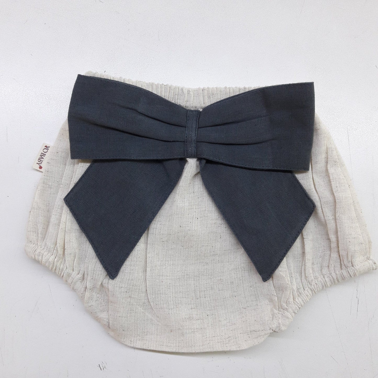 Ivory Diaper Cover with Dark Grey Bows diaper covers Yo Baby India