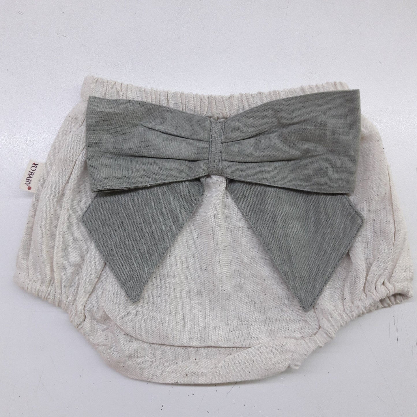 Ivory Diaper Cover with Grey Bows Yo Baby India