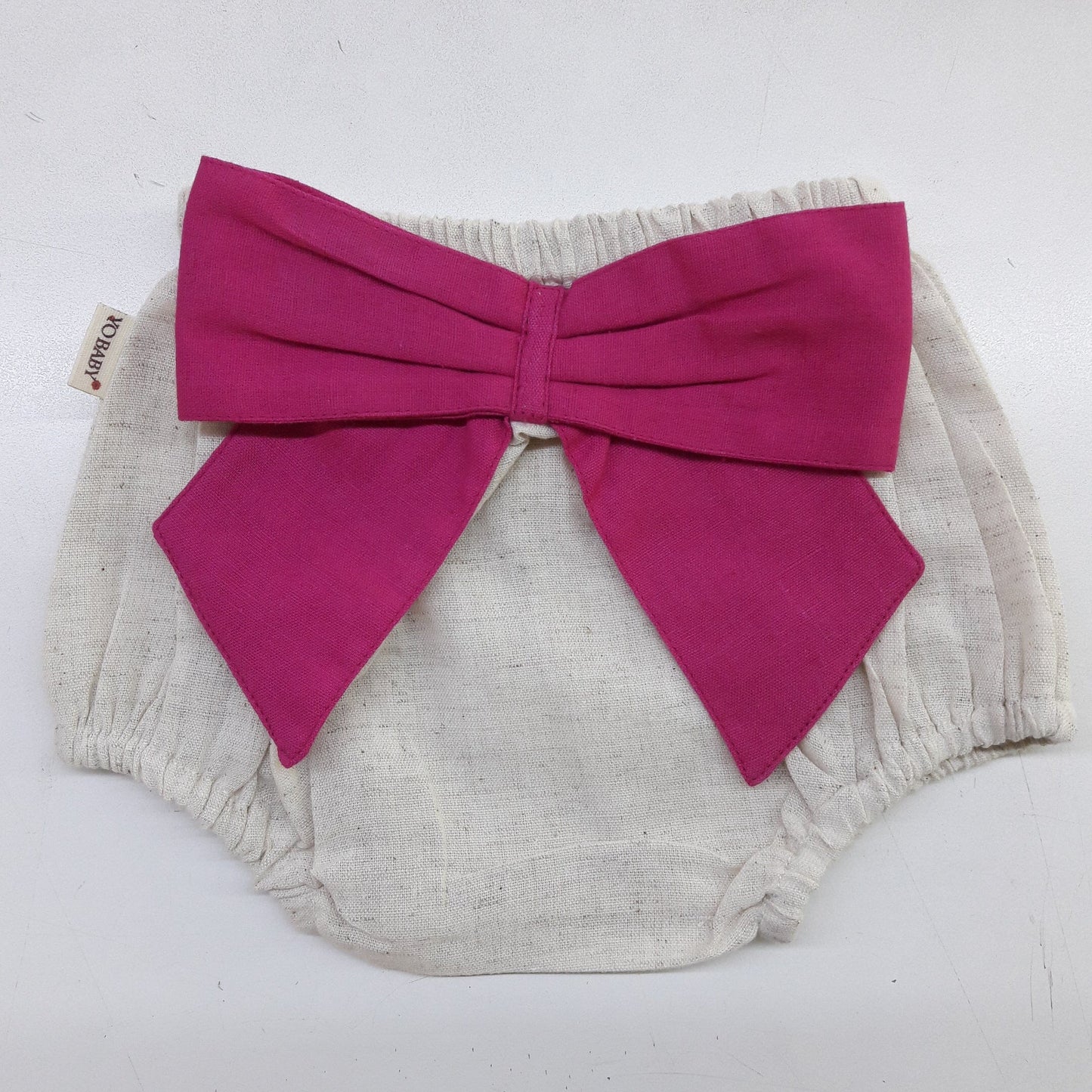 Ivory Diaper Cover with Hot-Pink Bows Yo Baby India