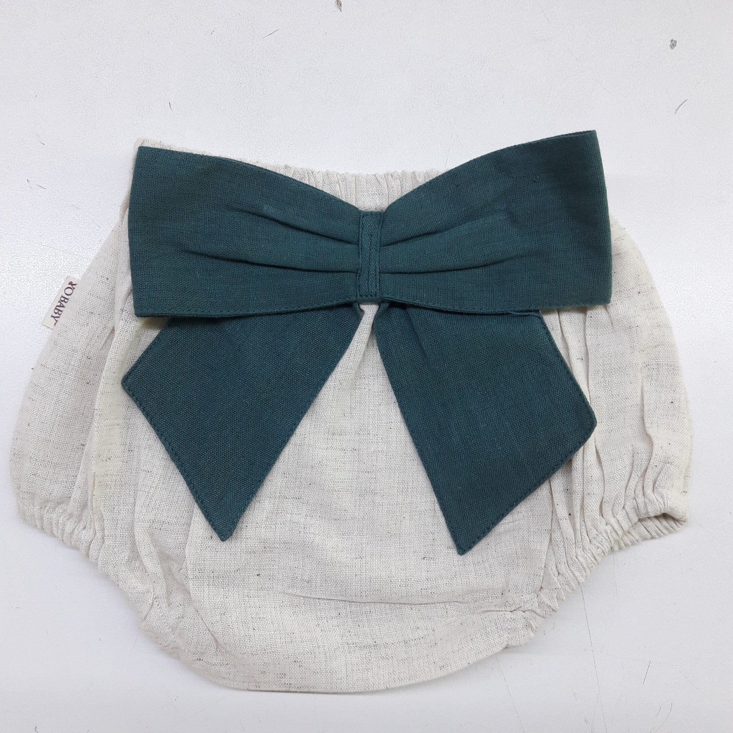 Ivory Diaper Cover with Teal Green Bows short Yo Baby India