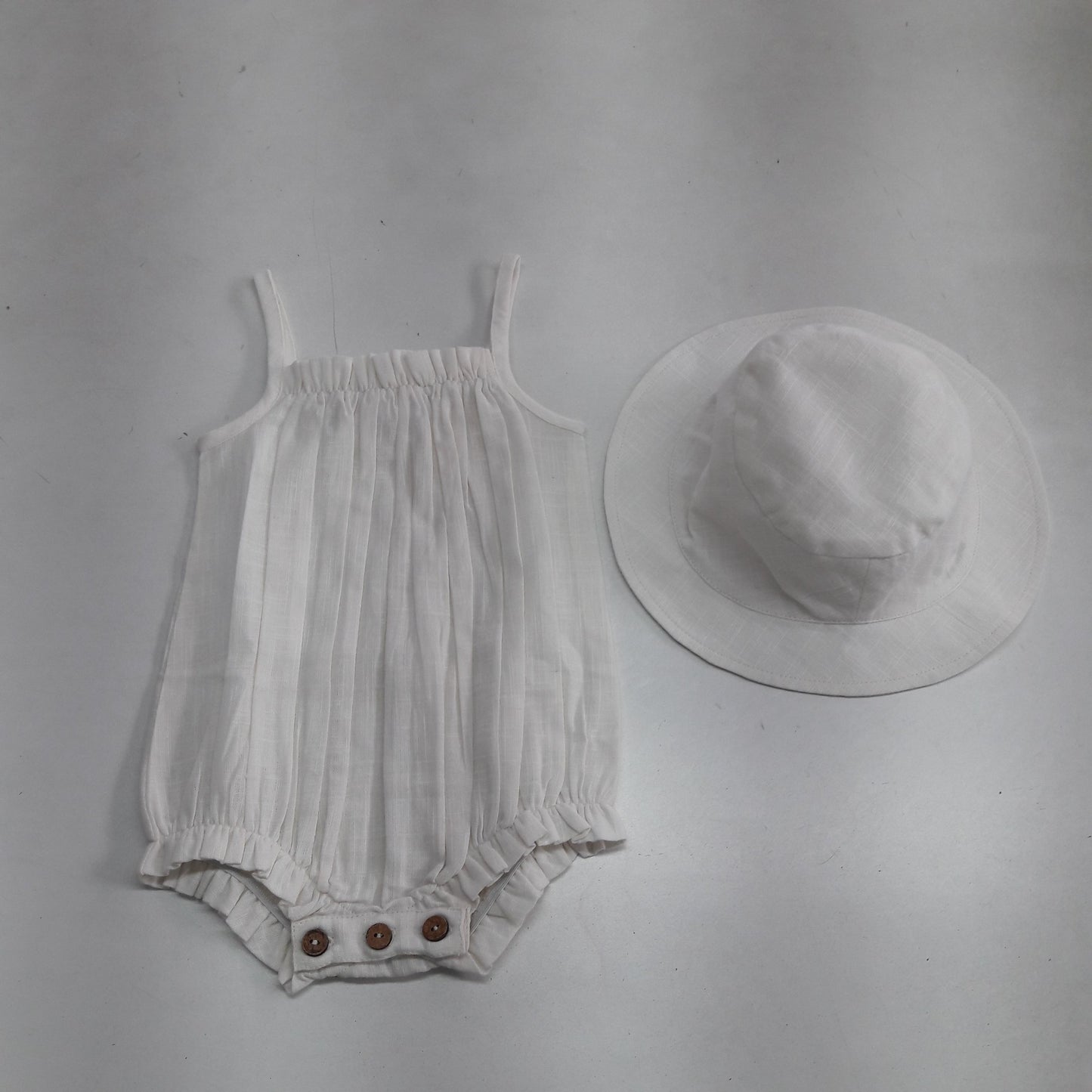 Ivory Infant Cotton Romper & Hat Set 2-pc. set Yo Baby Wholesale
