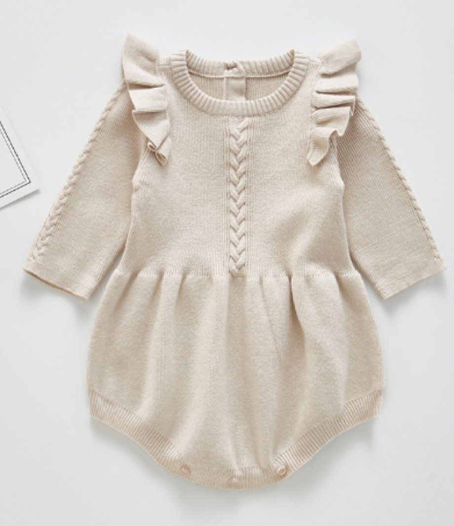 Ivory Ruffle Sweater Romper Dress Dress Yo Baby Wholesale