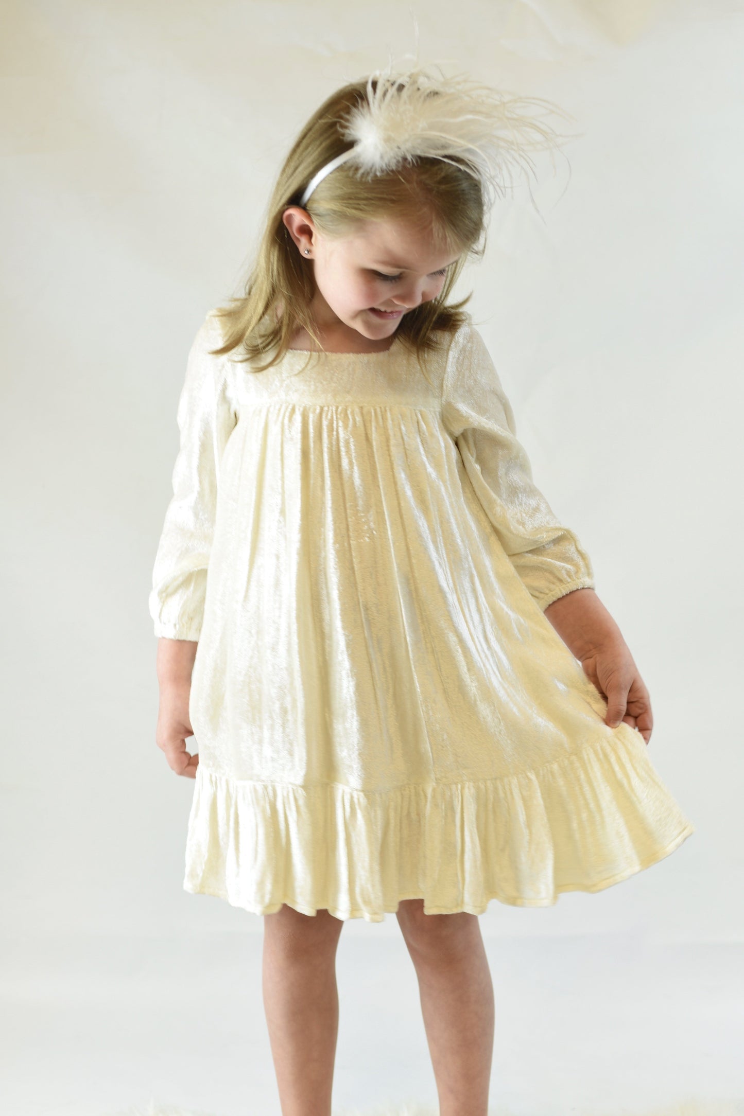 Ivory Velvet Shimmer Dress Dress Yo Baby Wholesale
