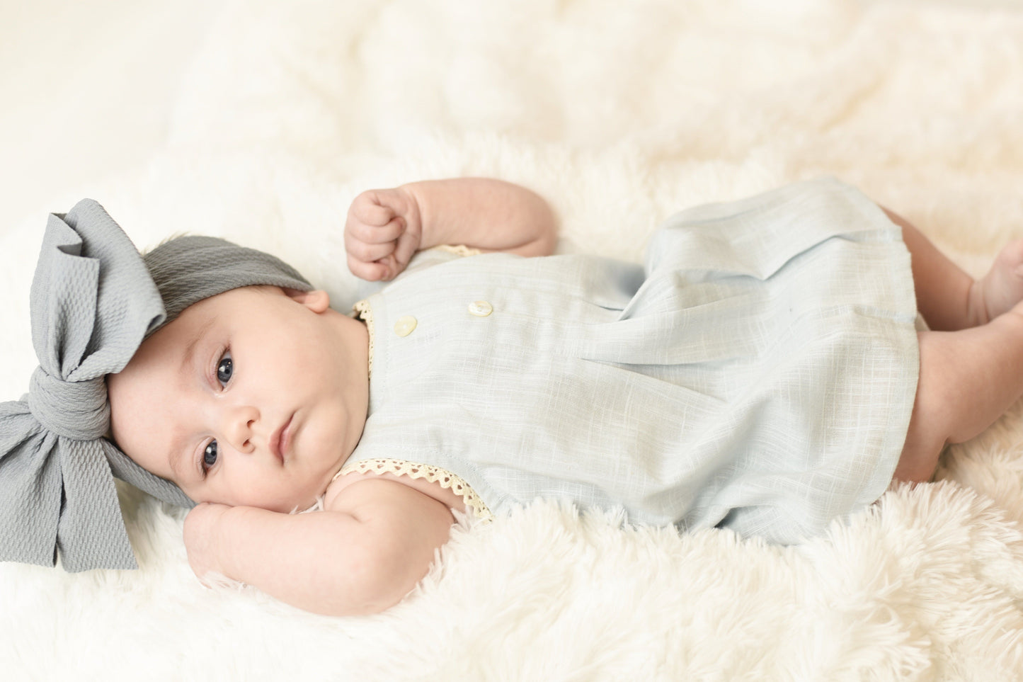 Lace & Box-Pleat Dress & Diaper Cover Set Dress Yo Baby Wholesale