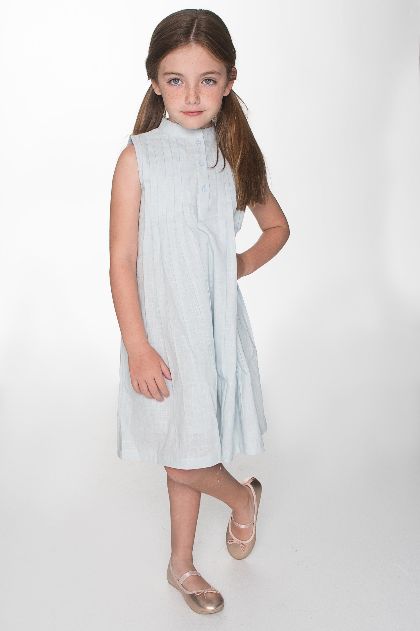 Light Blue Pin Tuck Detail Shift Dress Dress Yo Baby Wholesale