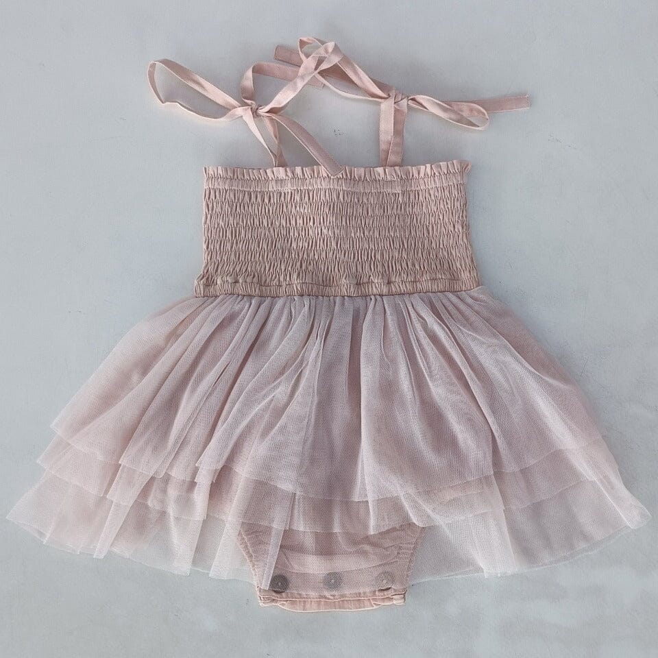 Light Pink Tulle Solid Color Infant Ruffle Romper Dress Yo Baby India