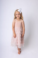 Light Pink Tulle Solid Color Tiered Ruffle Dress Dress Yo Baby India 