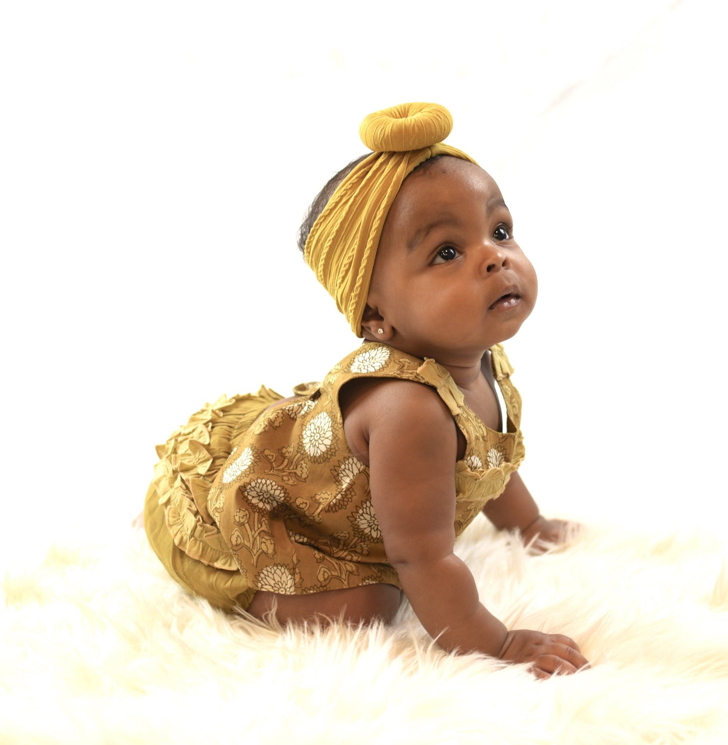 Limited Edition - Ruffled Mustard & Brown Top With Diaper Cover Set Dress Yo Baby Wholesale