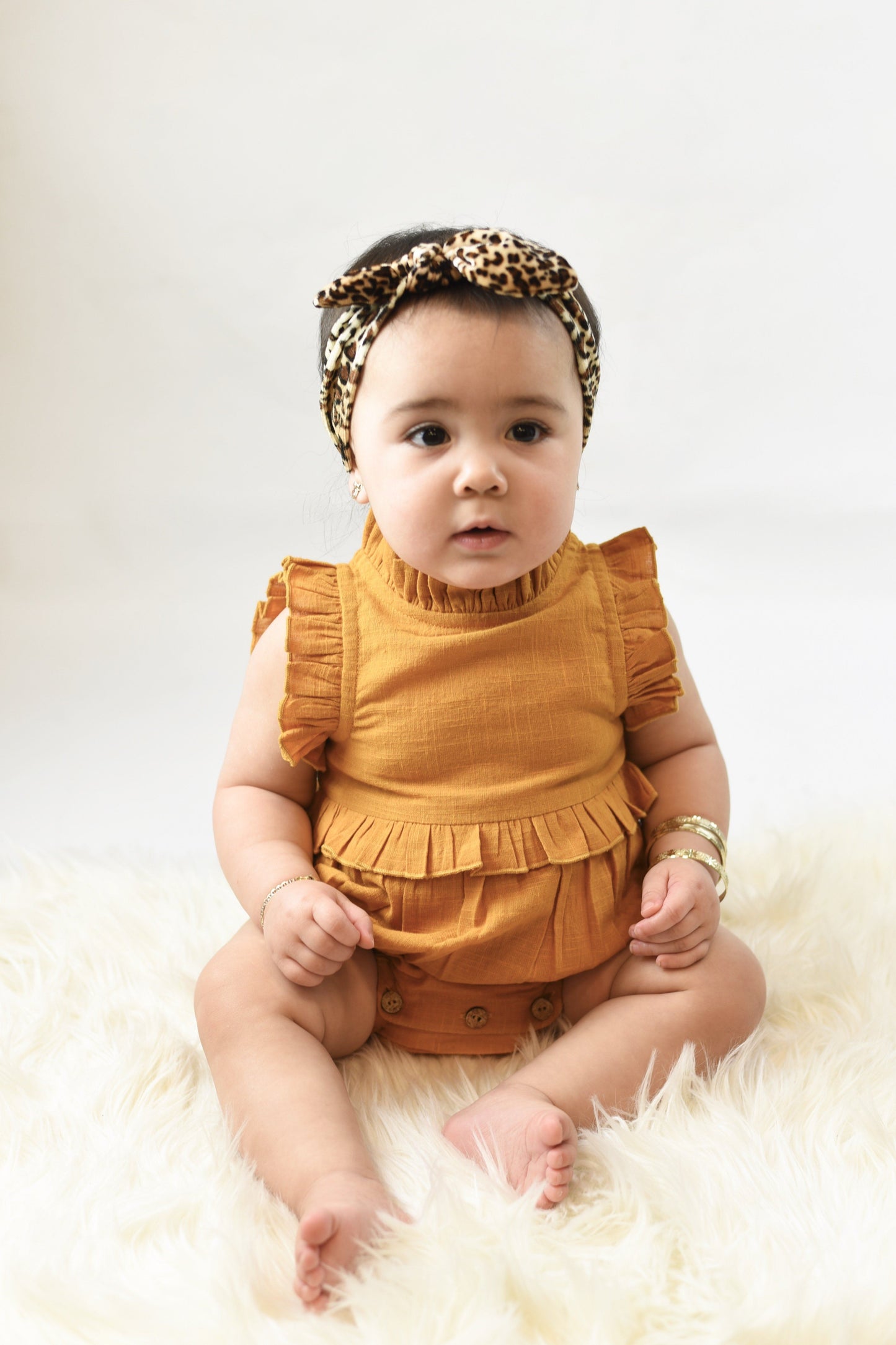 Mustard Ruffles Infant Romper Dress Yo Baby Wholesale