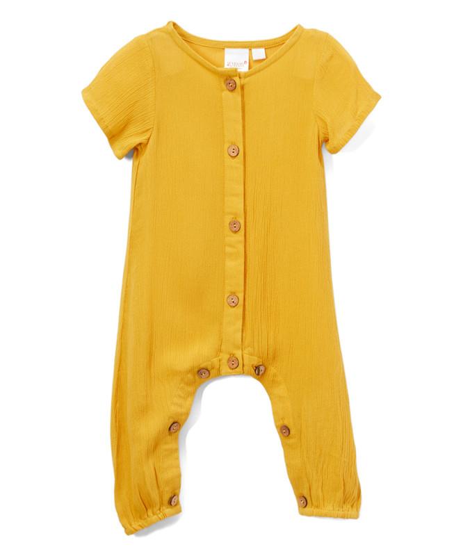 Mustard Unisex Infant Half Sleeve Romper romper Yo Baby Wholesale