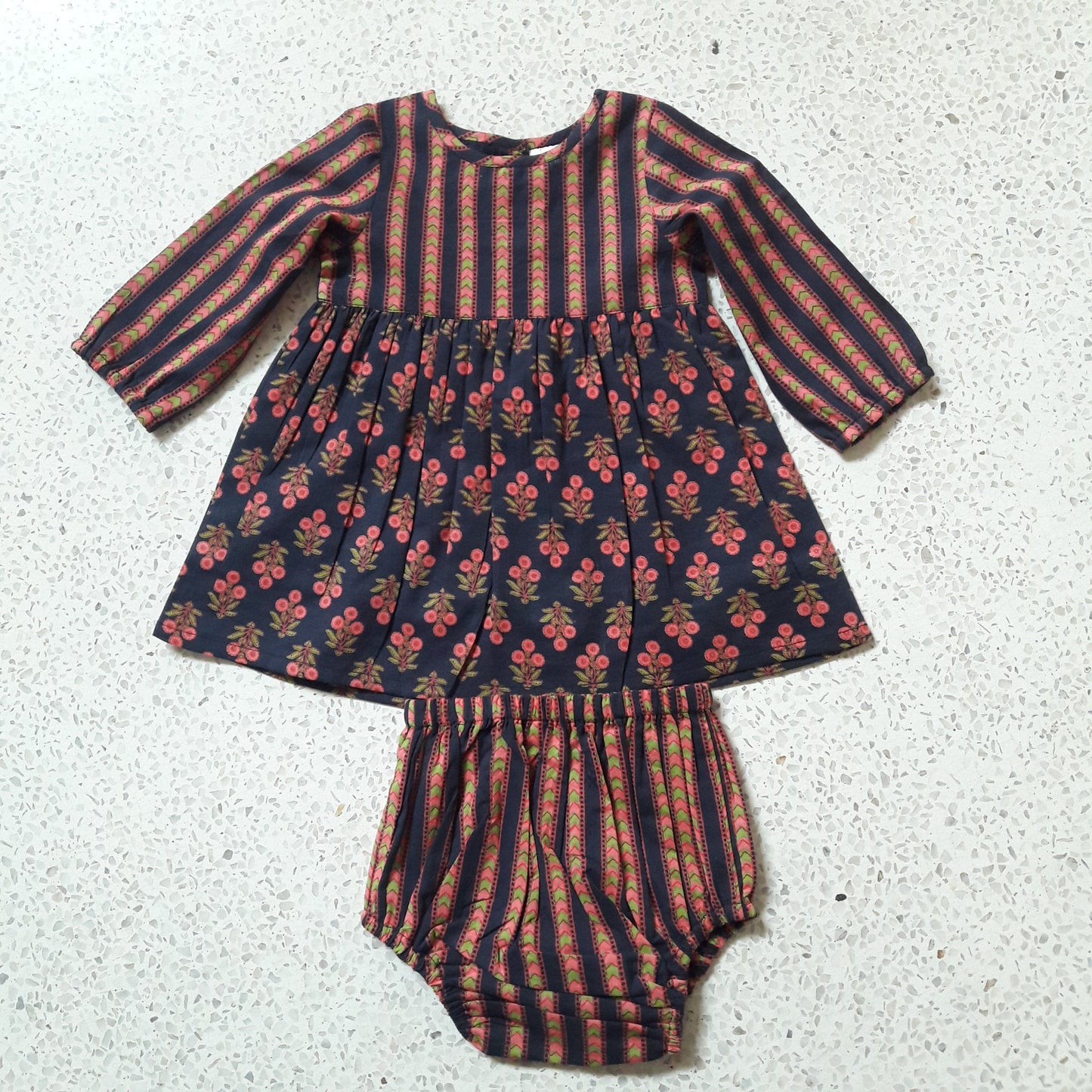 Navy & Fuchsia Dress & Matching Bloomers Dress Yo Baby Wholesale