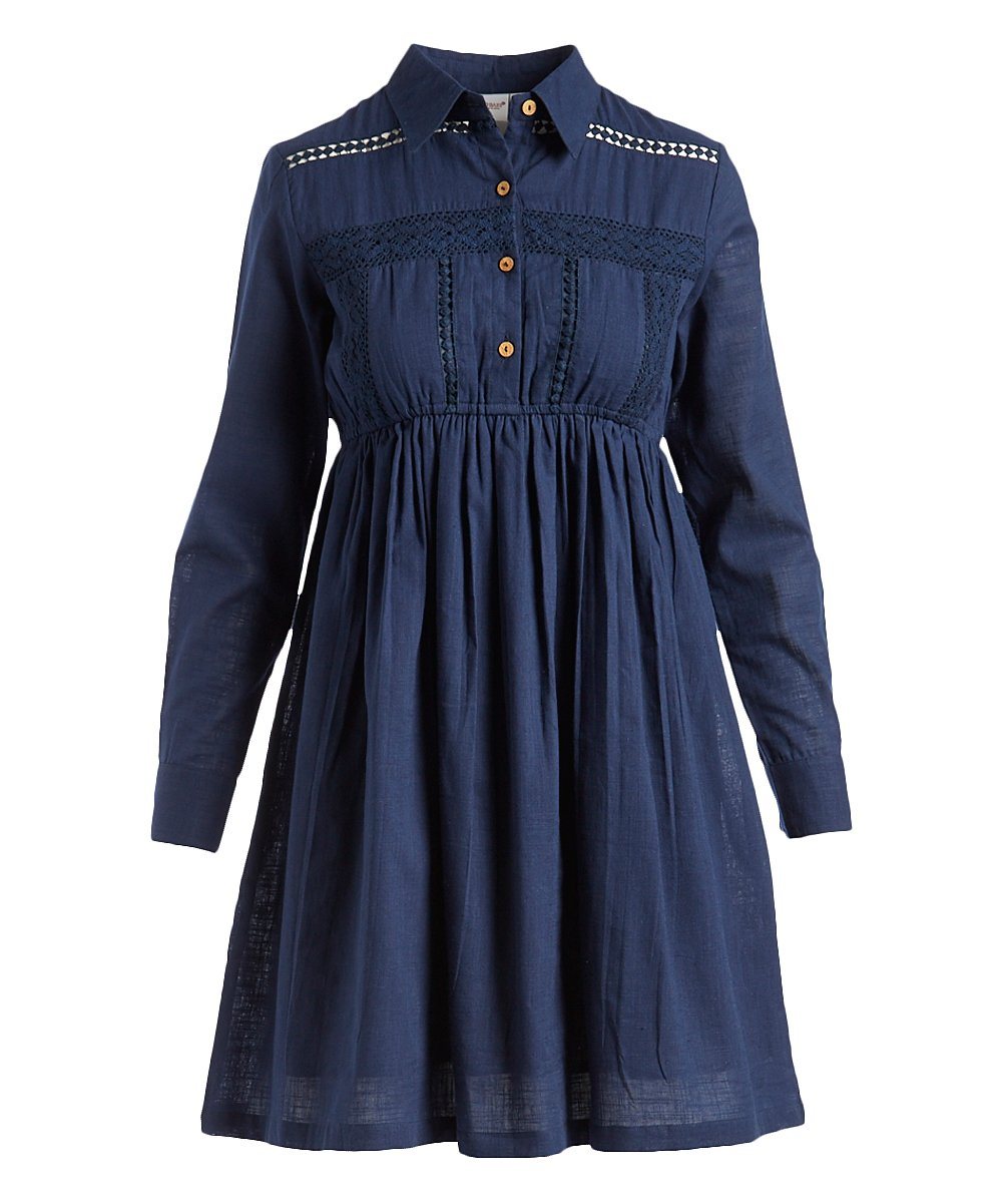Navy Lace Detail Shirt-Dress Shirt-Dress Yo Baby Wholesale